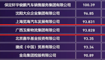 玉柴物流集团荣获2024中国汽车经销商集团百强称号